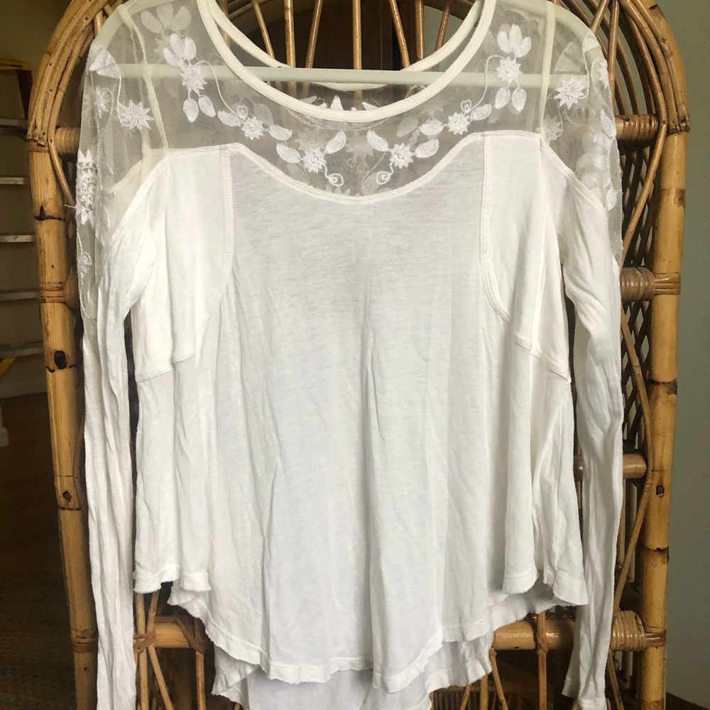 Free People New Romantics white long sleeve top with embroidered details small - Picture 3 of 7